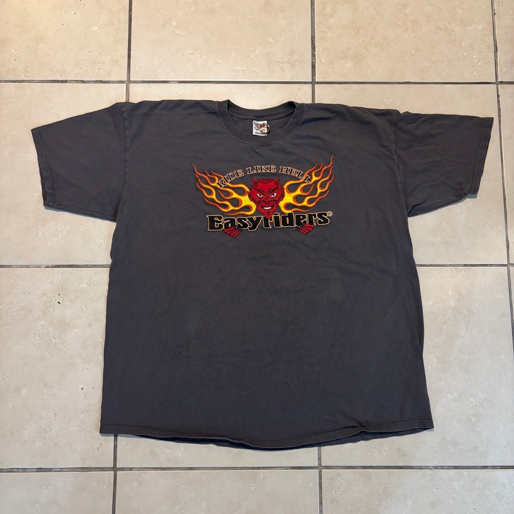Vintage Easyriders Dallas T Shirt Mens 3XL Ride Like Hell Biker Devil Anvil